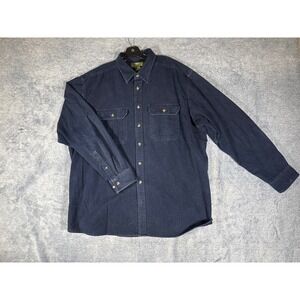 Gander Mountain Mens 2XLT Navy Blue Cotton Long Sleeve Button Down Work Shirt